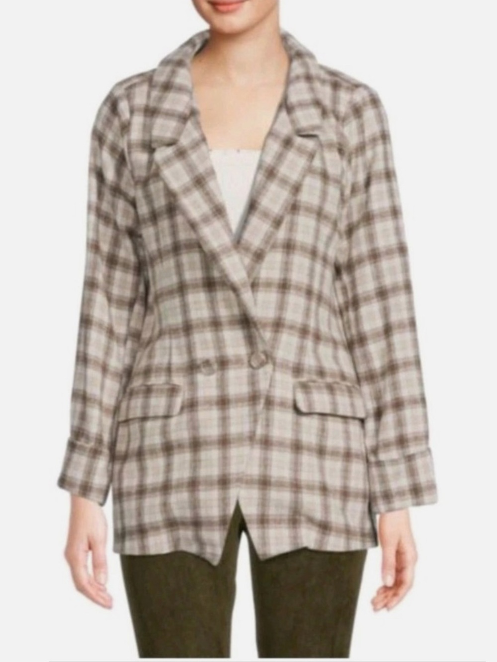 BCBG Generation Blazer Plaid Size Medium Preppy Warm